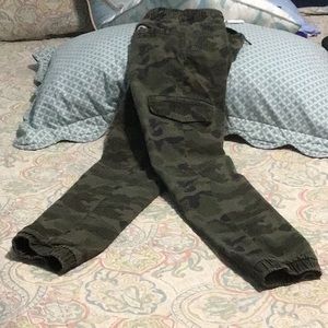 Old Navy active cargo pants for boys in shades of green.
